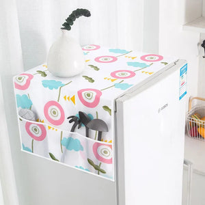 Fridge Cover with Storage Pockets – Dustproof Refrigerator Top Organizer