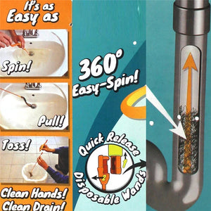 Pack of 2 Hair Removal Drain Cleaner Stick – Flexible Pipe Cleaning Tool | Anti-Clog Sink & Bathroom Drain Cleaner