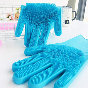 Silicone Washing Gloves – Multi Purpose Cleaning & Dishwashing Gloves with Scrubber
