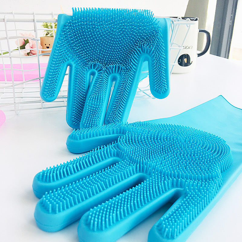 Silicone Washing Gloves – Multi Purpose Cleaning & Dishwashing Gloves with Scrubber