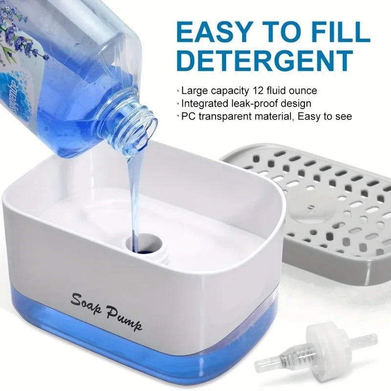 2-in-1 Soap Pump Caddy – Liquid Soap Dispenser with Sponge Holder (Press Type)