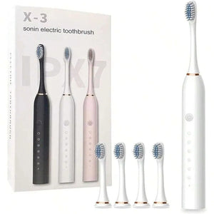 Sonic Electric Toothbrush – Rechargeable Waterproof Oral Care Brush with Extra Heads