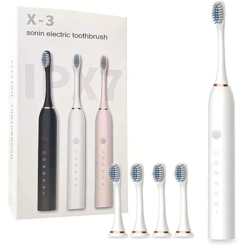 Sonic Electric Toothbrush – Rechargeable Waterproof Oral Care Brush with Extra Heads
