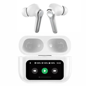 A9 Smart Tactile Wireless Earbuds – Touch Screen Display, Noise Reduction & Bluetooth