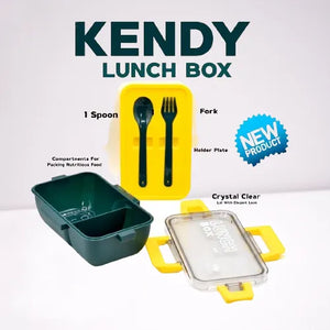 Kendy Lunch Box – Leakproof Lunch Box with Spoon & Fork | Crystal Clear Lid