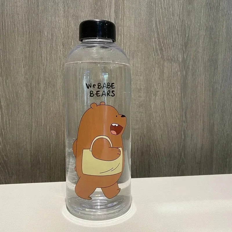 Panda Bear Transparent Water Bottle – Cute Straw Bottle (Leakproof & BPA Free)