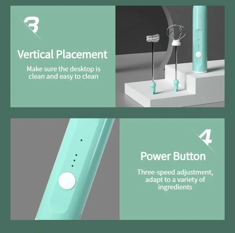 Electric Coffee Mixer – Rechargeable Milk Frother for Cappuccino, Latte & Eggs