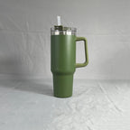 Simple Stainless Steel Tumbler – Large Capacity Insulated Coffee Cup with Handle
