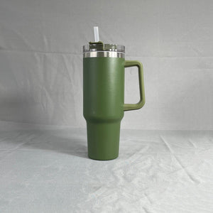 Simple Stainless Steel Tumbler – Large Capacity Insulated Coffee Cup with Handle