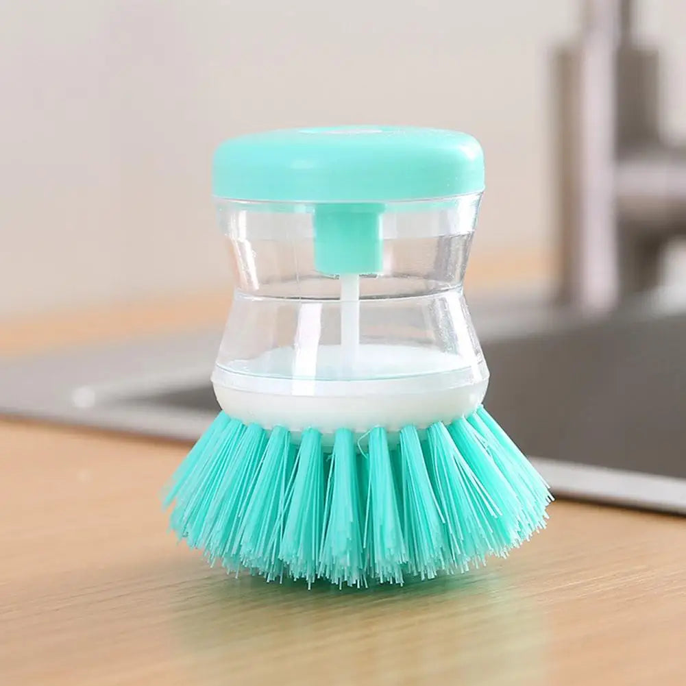 Pack of 2 Dish Cleaning Brush with Soap Dispenser – Automatic Liquid Dispensing Kitchen Scrubber