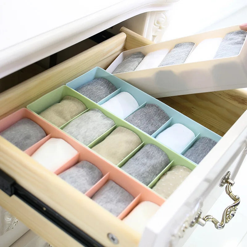Pack of 2 (5) Grid Drawer Organizer – Multi-Compartment Clothes Storage Box