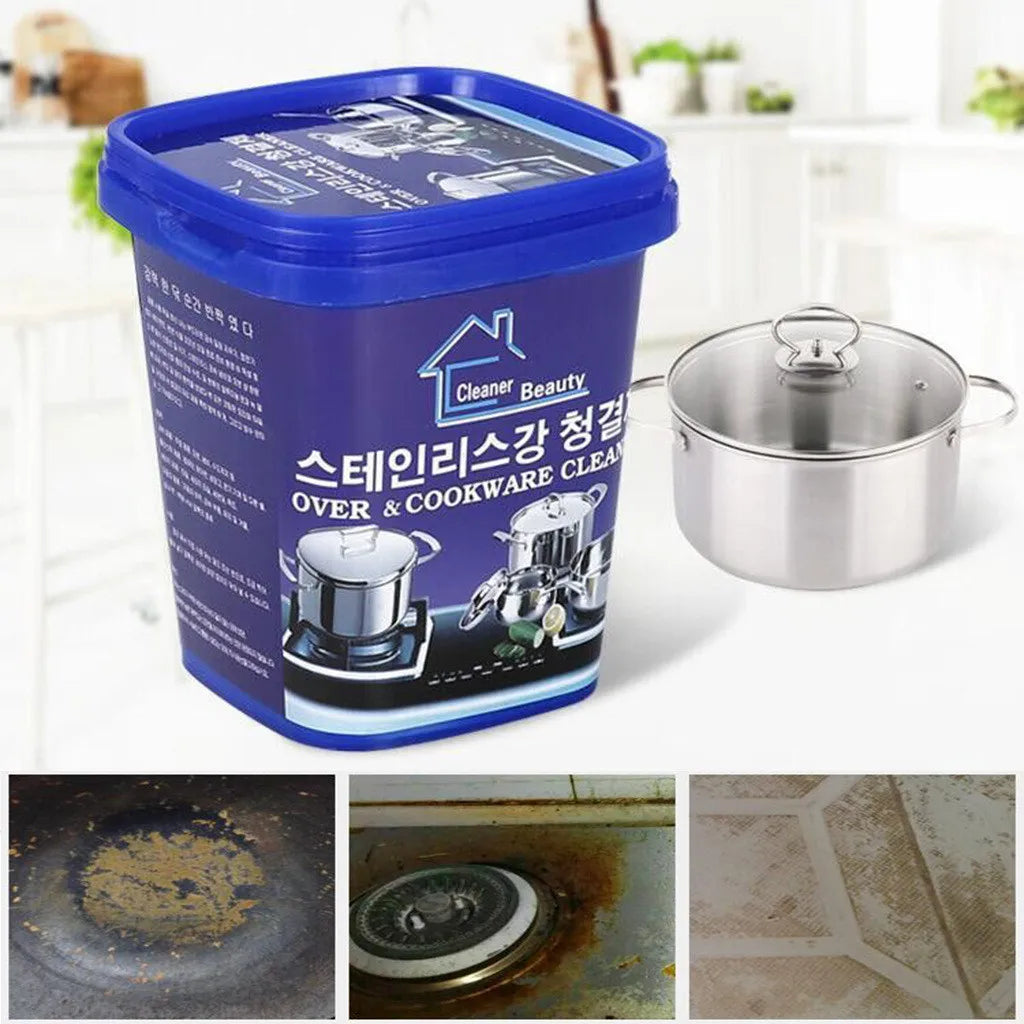 Cookware Cleaner Paste – Multi Purpose Kitchen Cleaning Cream | Burn Stain & Grease Remover (Stainless Steel Shine)