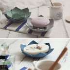 Pack of 3 Silicone Flower Soap Holder with Brush Base – Anti-Slip Self Draining Soap Dish