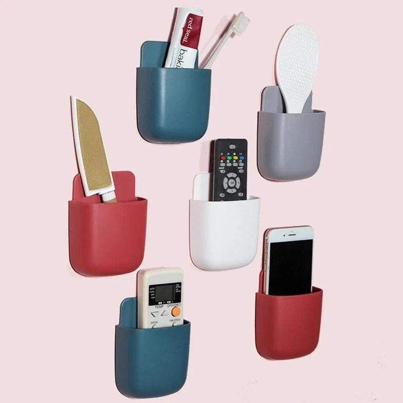 Pack of 2 Wall Mounted U Mobile Holder – Multi-Purpose Storage Pocket Organizer