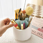 360° Rotating Makeup Brush Organizer – Dustproof Cosmetic Storage Box