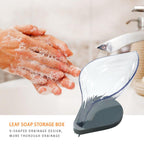 Pack of 2 Soap Leaf Holder – Self Draining Leaf Soap Dish with Suction Base | Bathroom Sink Organizer