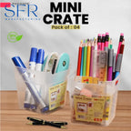 Mini Crate Storage Boxes (Pack of 4) – Multipurpose Organizer Bins | BPA Free Plastic Storage for Kitchen