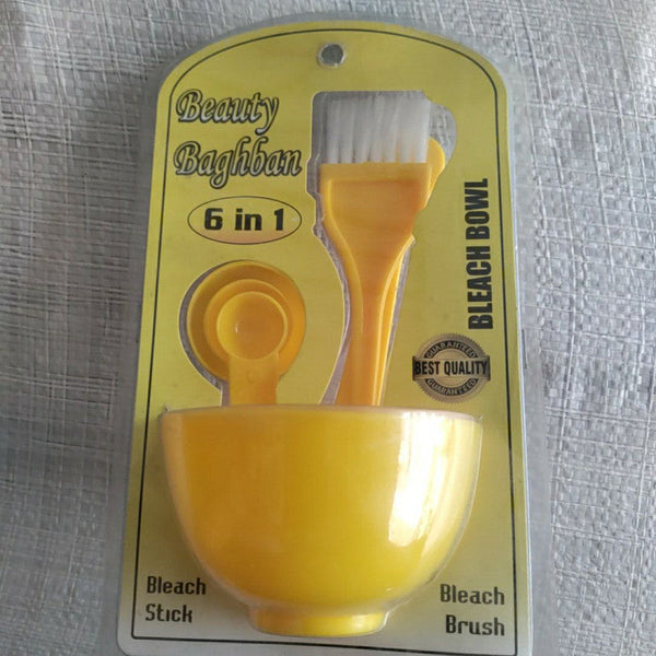 6-in-1 Bleach Bowl Set – Complete Hair Dye & Facial Mixing Kit with Brush, Spoon & Tools
