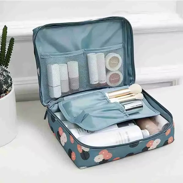 Travel Makeup Pouch – Waterproof Cosmetic Organizer Bag with Compartments