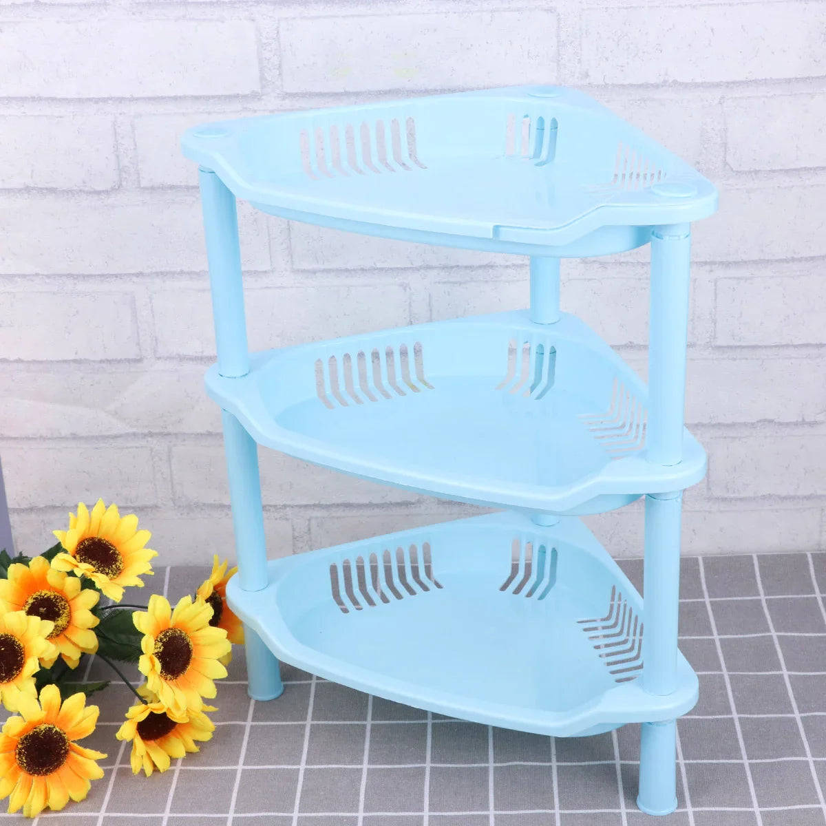 3 Layer Corner Rack – Plastic Kitchen & Bathroom Storage Shelf (Space Saving)