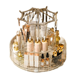 Umbrella Makeup Organizer 360° Rotating – Transparent Cosmetic Storage Stand
