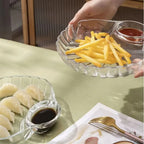 Pack of 2 Crystal Sea Shell Plate – Elegant Glass Serving Plate with Sauce Compartment