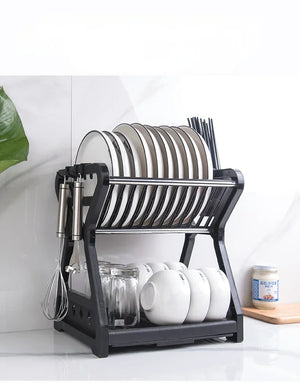 2-Tier Comfort Kitchen Rack – Dish Drying Rack with Cutlery Holder