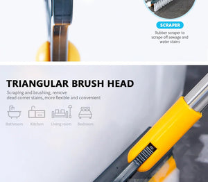 2 in 1 Brush Mop with Squeegee – Floor Scrubber & Water Wiper Cleaning Tool