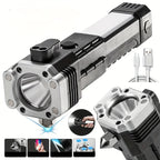 COB Auxiliary Flash Light – Rechargeable Multi-Function LED Torch with Safety Hammer & Emergency Light