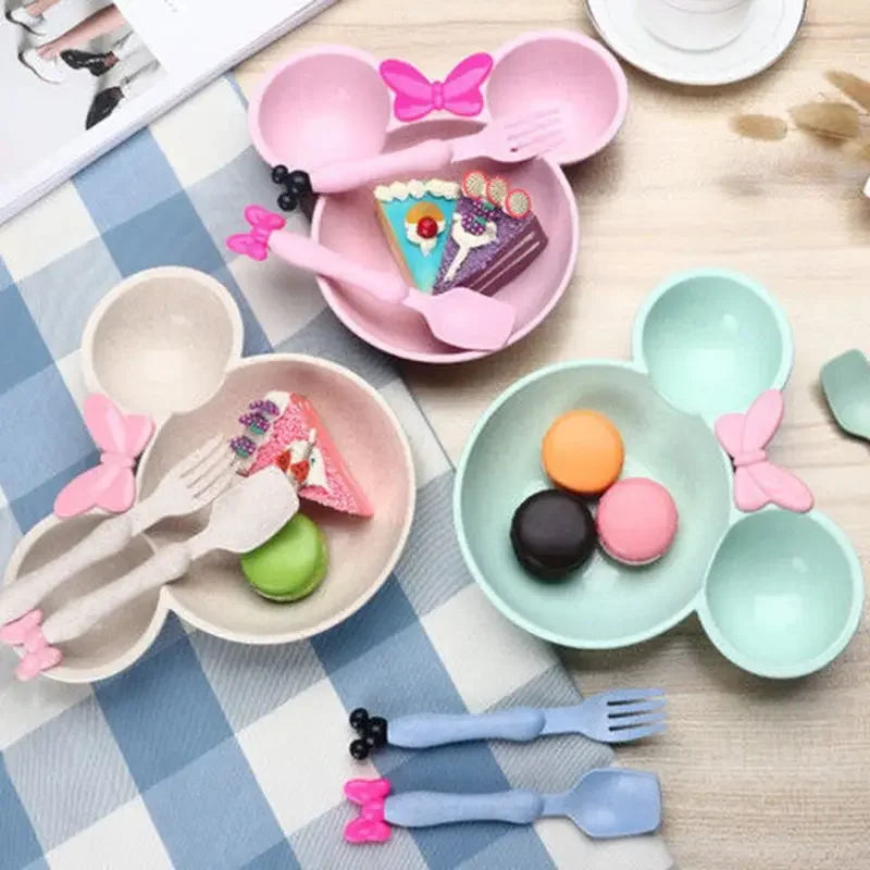 Pack of 2 Kids Butterfly Plate Set – Cute Cartoon Dinner Plate with Spoon & Fork