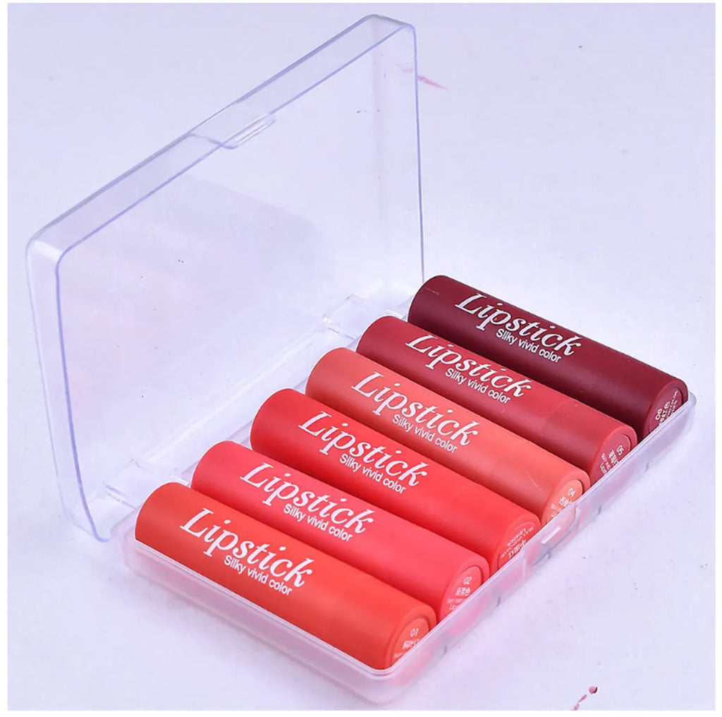 Heng Fang Mini Lipstick Set (6 Shades) – Matte Red & Nude Lipsticks Kit