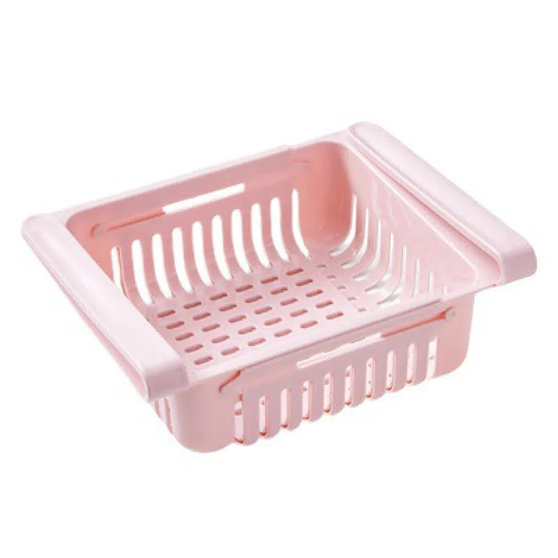 Pack of 2 Fridge Storage Basket – Adjustable Fridge Drawer Organizer | Sliding Storage Box for Fruits & Vegetables