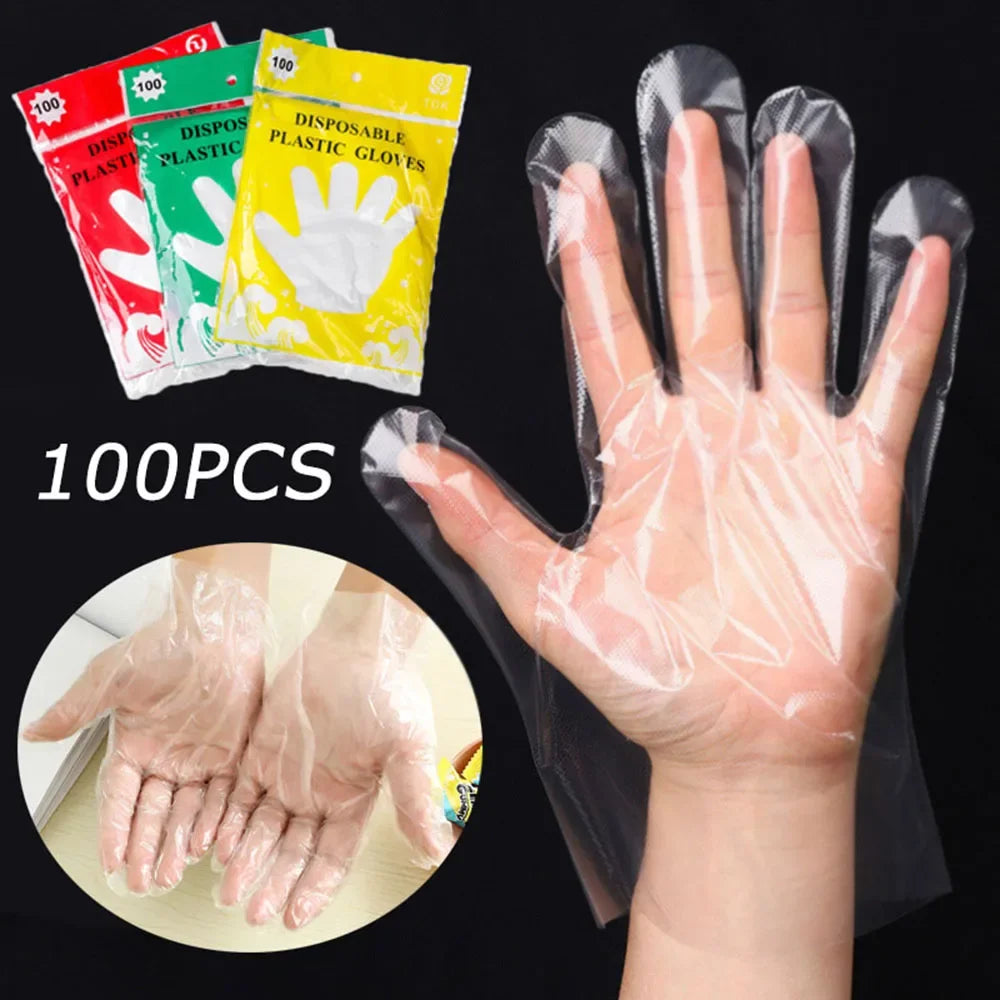 Pack of 2 Disposable Plastic Gloves (100 Pcs) – Hygienic Food Handling & Cleaning Gloves