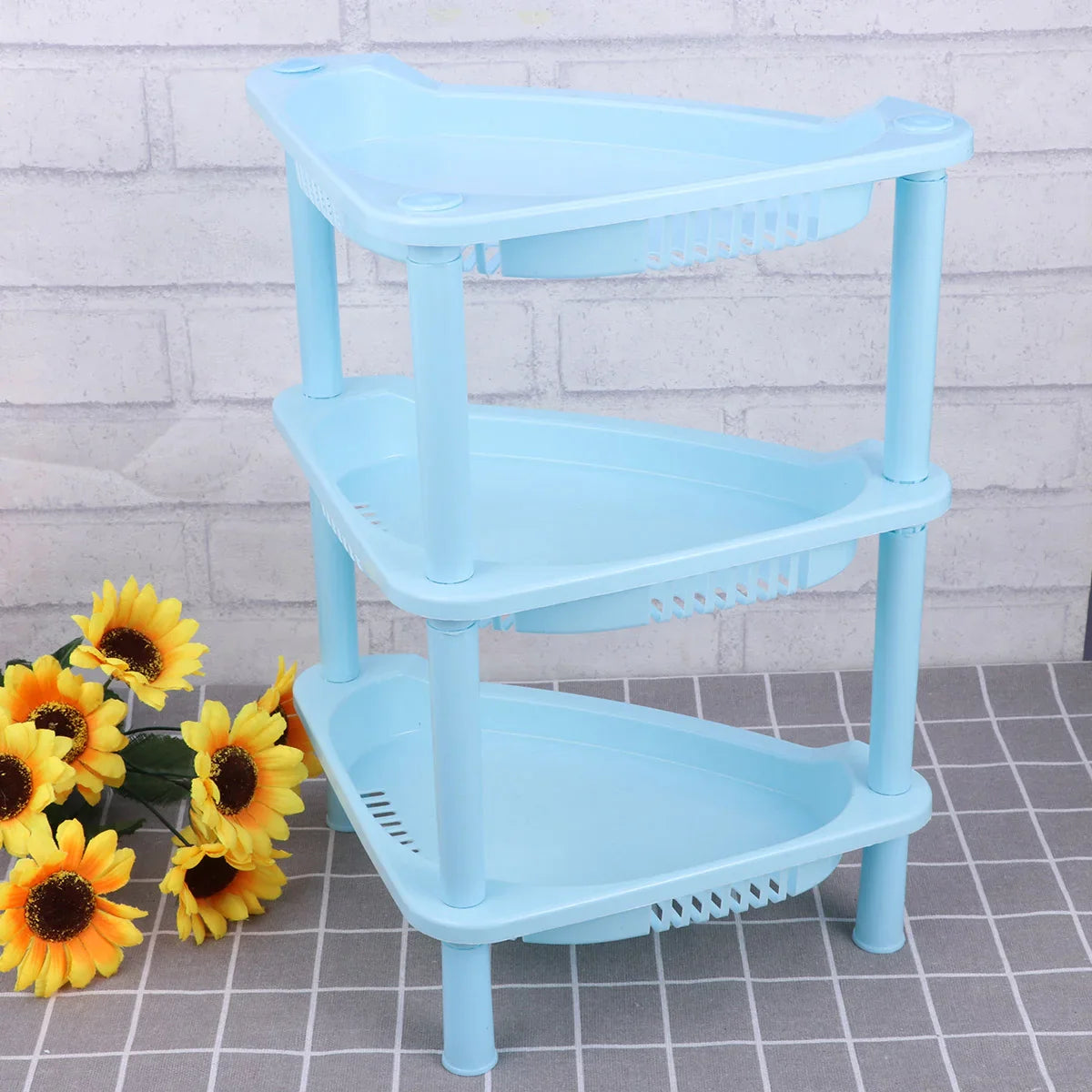 3 Layer Corner Rack – Plastic Kitchen & Bathroom Storage Shelf (Space Saving)