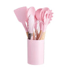12 Pcs Silicone Kitchen Utensil Set with Holder – Heat Resistant Cooking Spoon Set