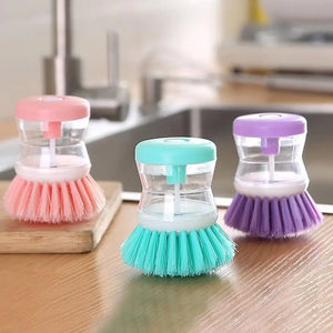 Pack of 2 Dish Cleaning Brush with Soap Dispenser – Automatic Liquid Dispensing Kitchen Scrubber