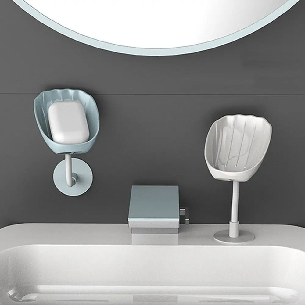 Pack of 2 360° Rotating Soap Holder with Drain – Wall Mounted Self Draining Soap Dish