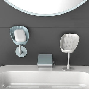 Pack of 2 360° Rotating Soap Holder with Drain – Wall Mounted Self Draining Soap Dish