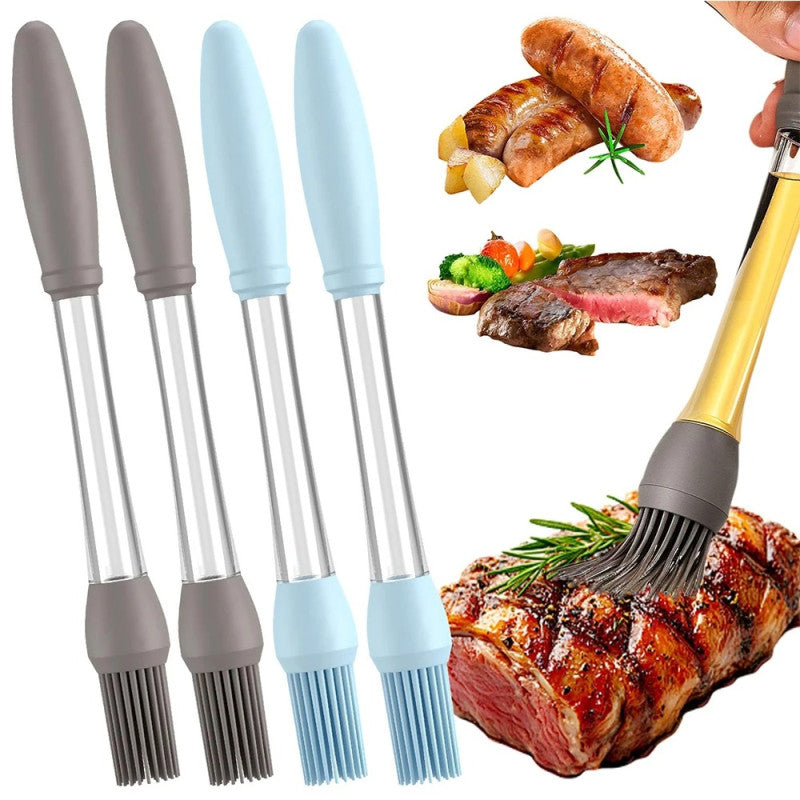Pack of 2 Oil Push Silicone Brush – BBQ Oil Dispenser Brush for Cooking & Baking