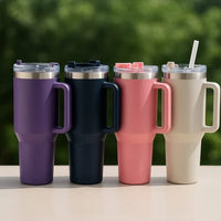 Simple Stainless Steel Tumbler – Large Capacity Insulated Coffee Cup with Handle