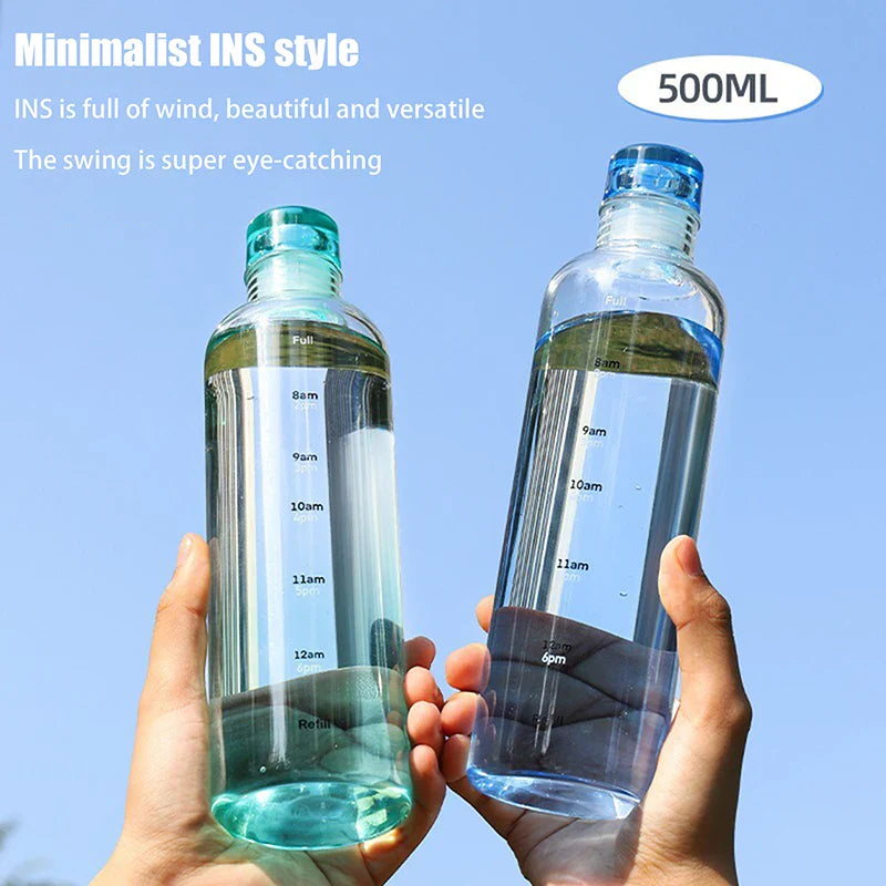 Glass Time Line Water Bottle 500ML – Hydration Tracker Bottle