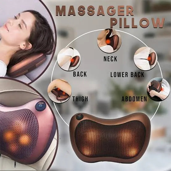 Shiatsu Car Pillow Massager – Electric Neck & Back Massager with Heat | Relaxation Cushion