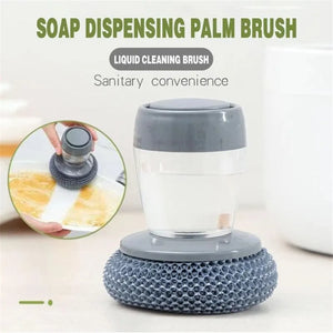 Pack of 2 Automatic Liquid Dispensing Palm Brush – Multi-Purpose Kitchen Cleaning Brush