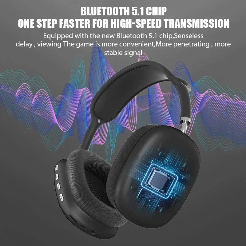 P9 Wireless Bluetooth Headphones – HiFi Stereo Sound, Noise Reduction & Memory Card Support