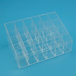 24 Grid Makeup Organizer – Acrylic Cosmetic Storage Box | Lipstick, Nail Polish & Beauty Organizer