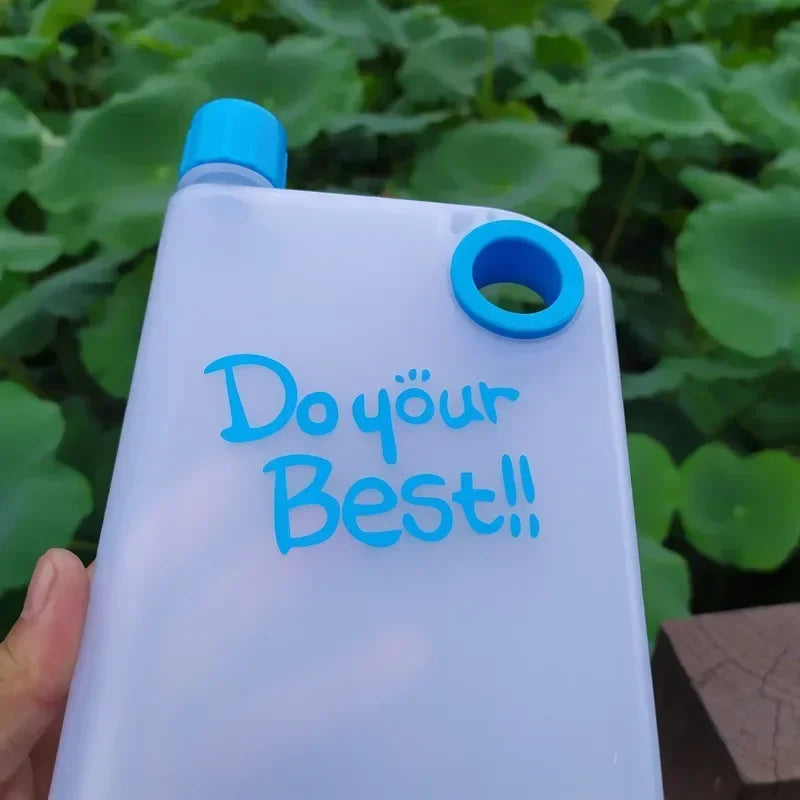 Notebook Water Bottle – Slim Flat Book Shape Bottle (Portable & Leakproof)