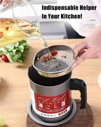Stainless Steel Oil Pot 1.4L – Oil Strainer Container with Filter | Kitchen Oil Storage & Reuse Pot