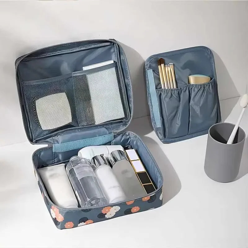 Travel Makeup Pouch – Waterproof Cosmetic Organizer Bag with Compartments