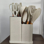 Silicone Spoon Set with Knife Set – Kitchen Utensils Set with Holder