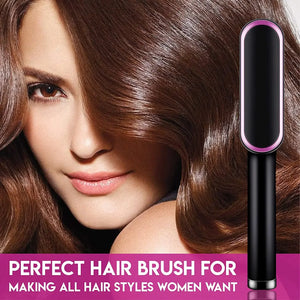 Hair Straightener Brush – 2 in 1 Fast Heating Straightening Comb (Dry & Wet Use)